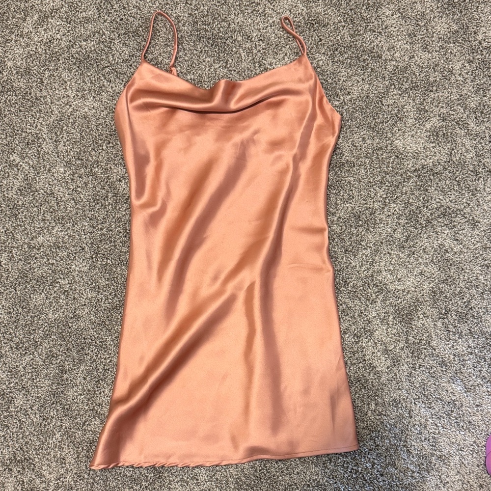 Gypsy Rose Satin Slip Dress in rose gold